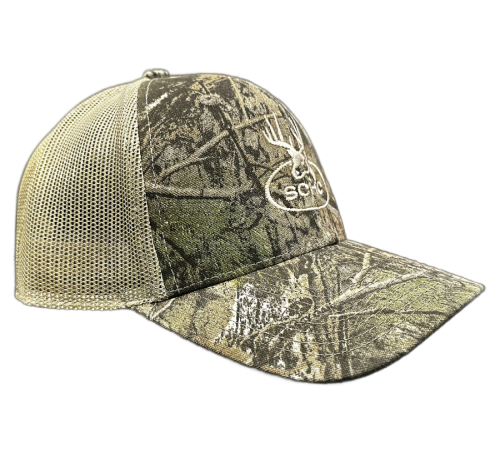 Performance Camouflage Mesh Back Snapback Cap - Mossy Oak Break-Up Country/Khaki with SCHC Logo