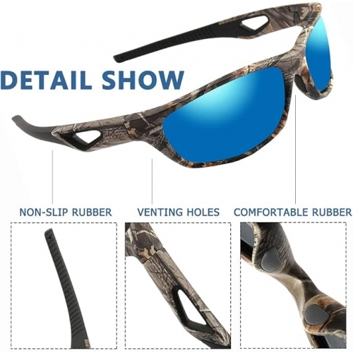 Polarized Sport Sunglasses for Men and Women, Ideal for Hunting, Fishing, UV Protection - Camo Frame Lens - Photo 4