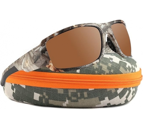 Polarized Sport Sunglasses for Men and Women, Ideal for Hunting, Fishing - UV Protection -Camo Amber Lens