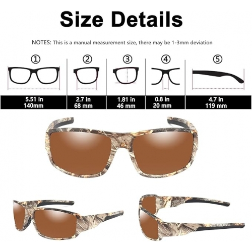Polarized Sport Sunglasses for Men and Women, Ideal for Hunting, Fishing, UV Protection - Camo Amber Frame Lens  - Photo 2