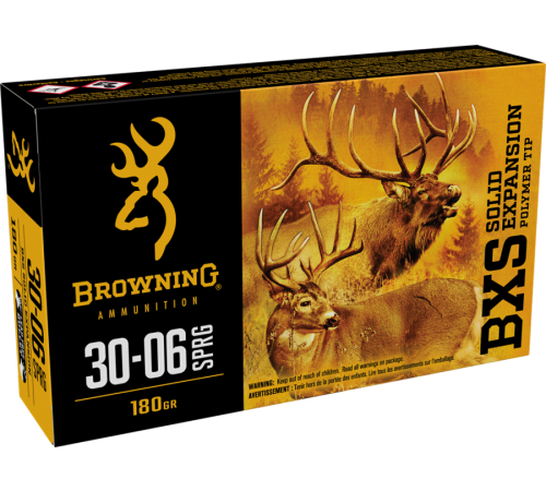 Browning Ammunition 30-06 Springfield 180-GR BXS Solid Expansion Polymer Tip Big Game and Deer 20 CARTRIDGES
