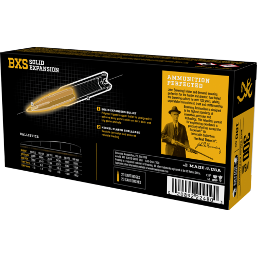 Browning 30-06 Springfield 180-GR BXS Solid Expansion Polymer Tip Big Game and Deer 20 CARTRIDGES - Photo 2